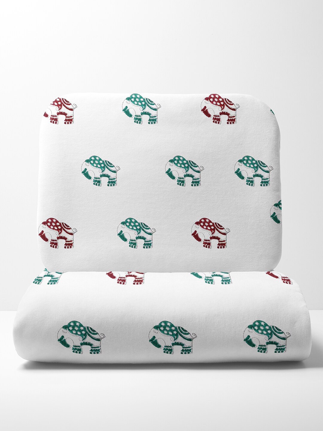 

Moms Home Kids Green & White Ethnic Motifs Summer Single Bed Quilted Blanket