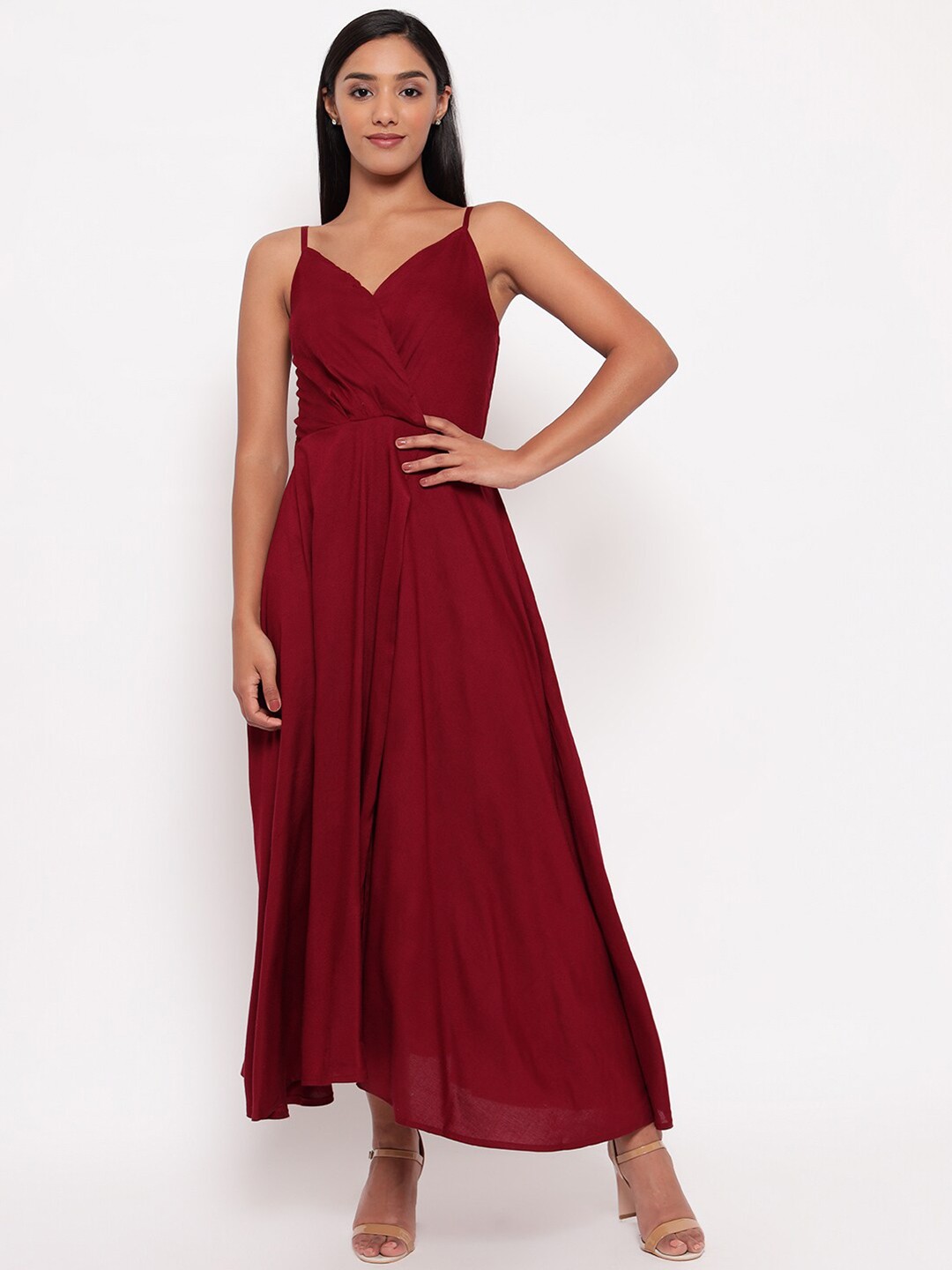 

Aawari Maroon Sleeveless Slip Dress
