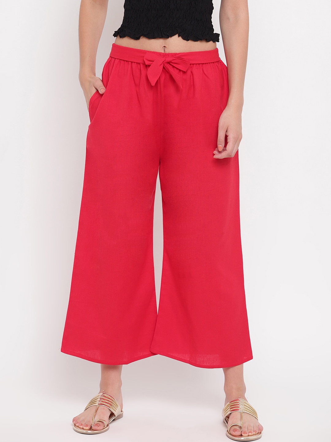 

Aawari Women Red High-Rise Trousers