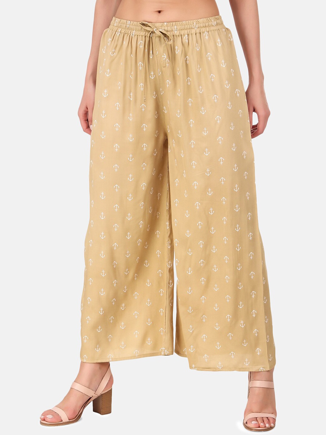 

Aawari Women Beige Printed Parallel Trousers