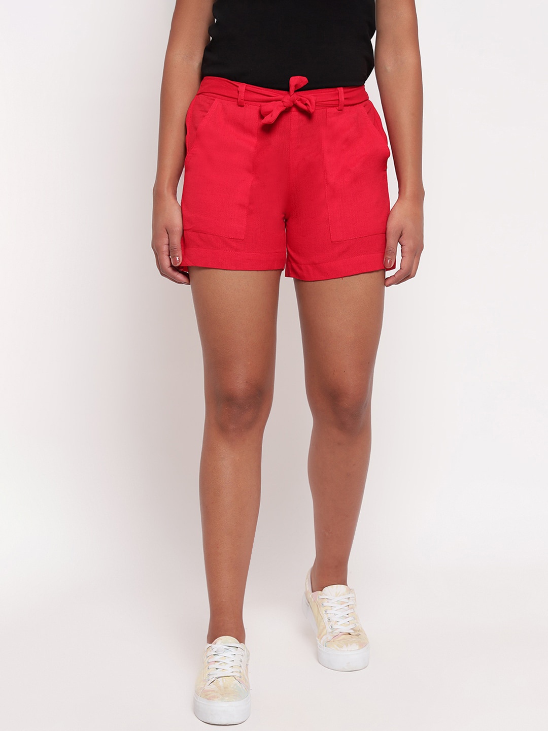 

Aawari Women Red High-Rise Shorts