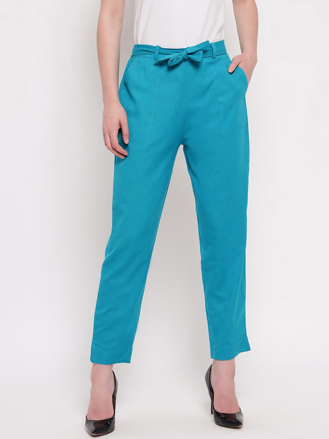 

Aawari Women Blue High-Rise Trousers