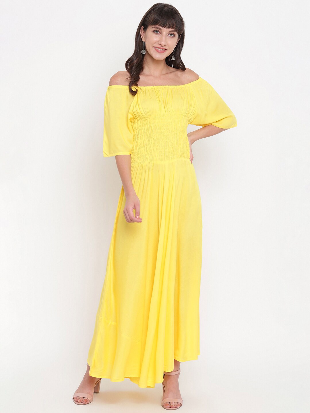 

Aawari Yellow Off-Shoulder Maxi Dress