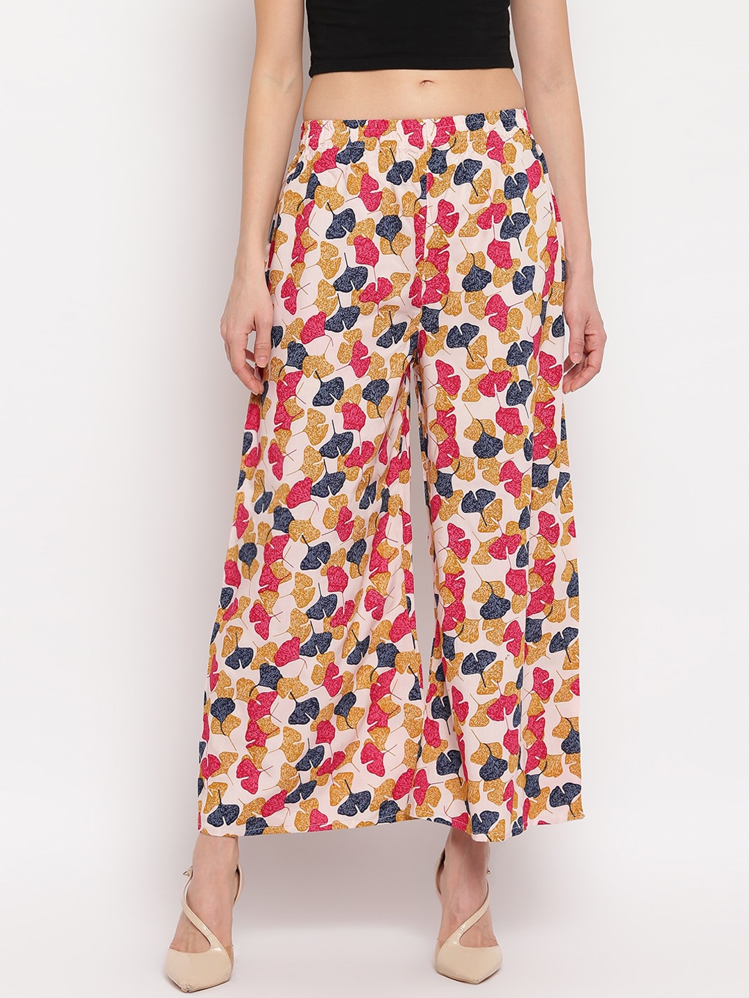 

Aawari Women Multicoloured Printed Flared Cropped Palazzos, Multi