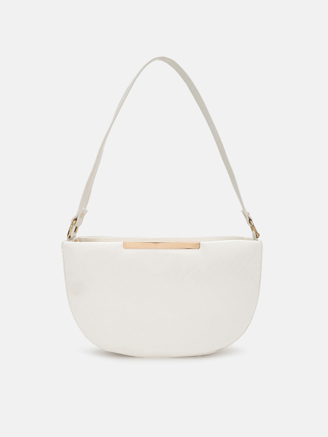 

FABBHUE White Solid Half Moon Shoulder Bag