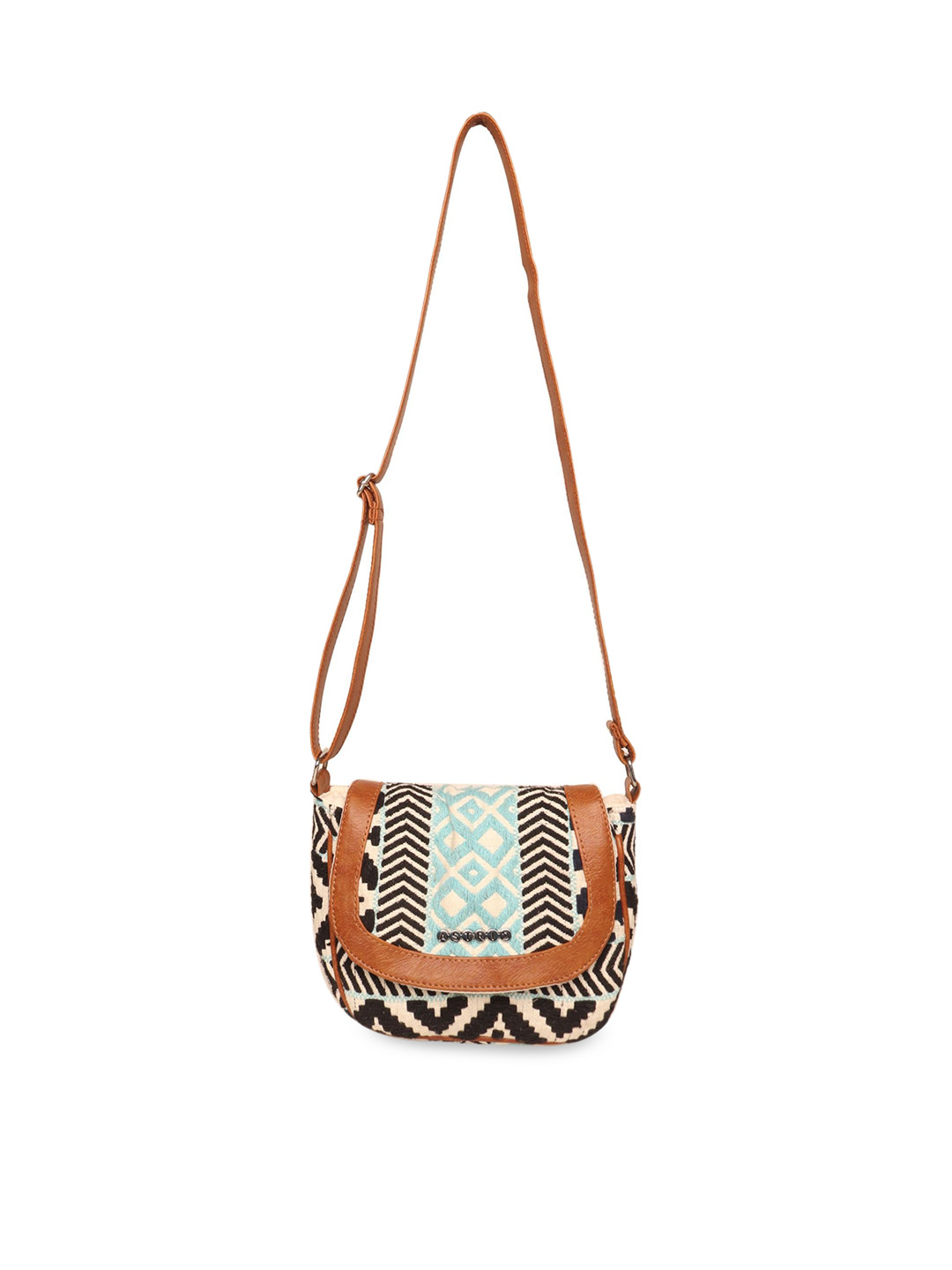 

ASTRID Black & Brown Geometric Structured Sling Bag