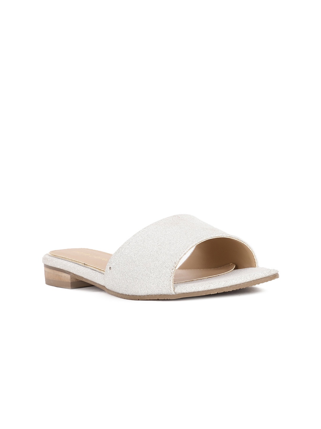 

Marie Claire Women Silver-Toned Textured Open Toe Flats
