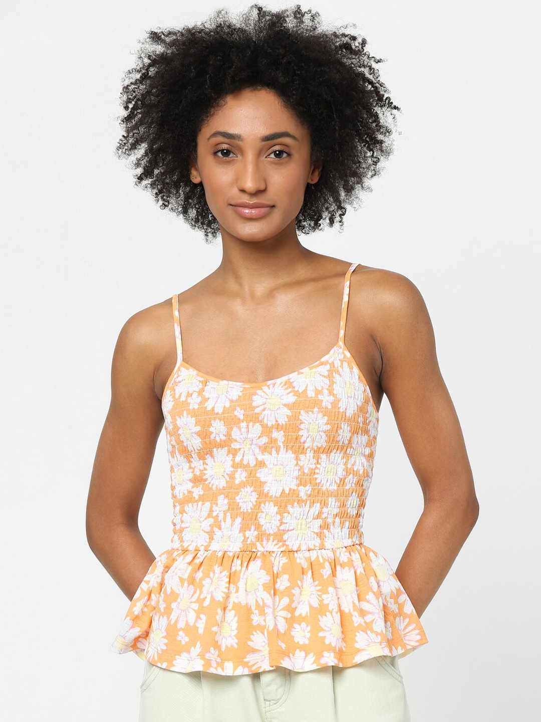 

ONLY Orange Floral Print Top