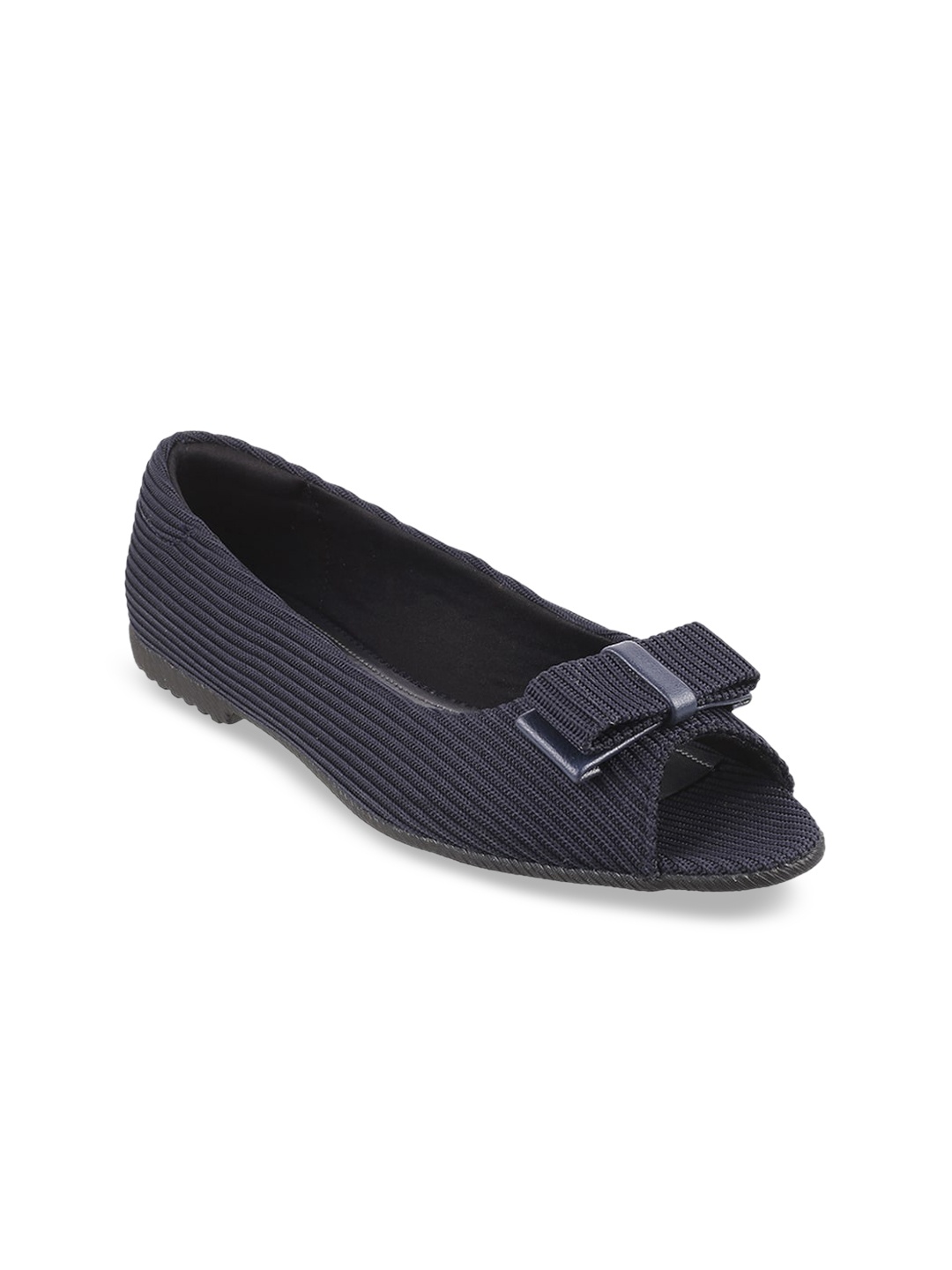 

Metro Women Blue Textured Ballerinas with Bows Flats
