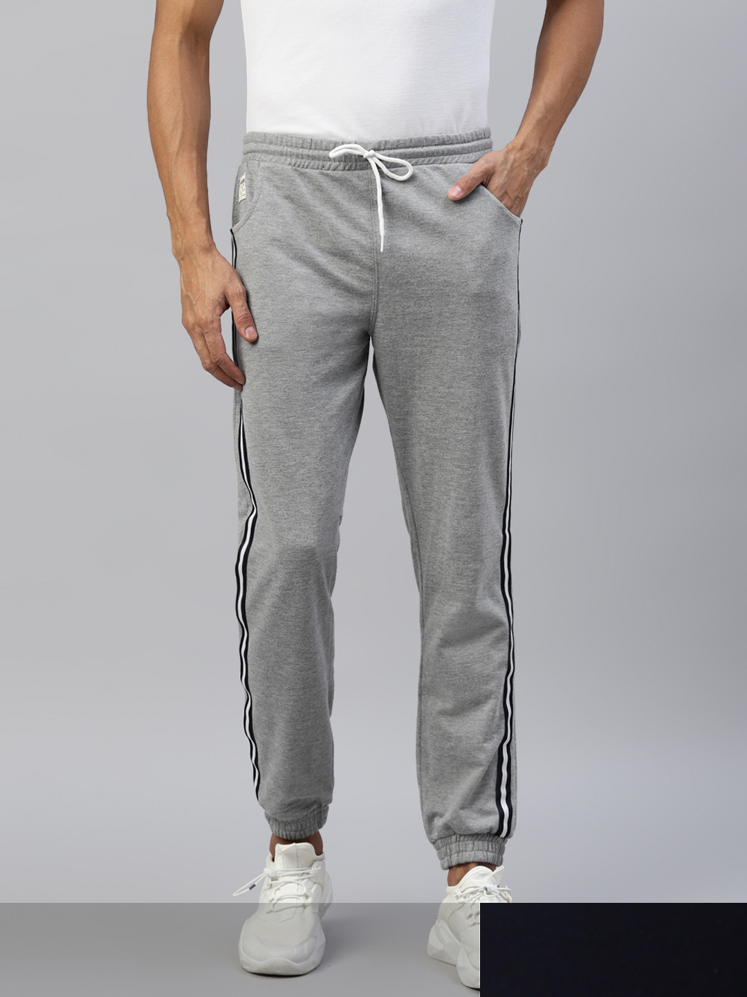 

Hubberholme Men Pack of 2 Solid Joggers, Grey melange