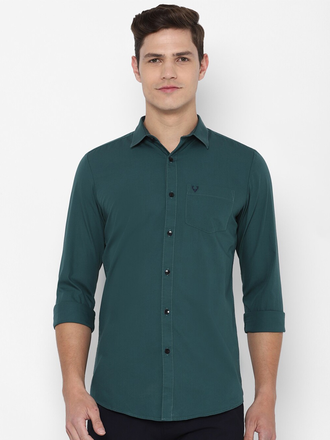 

Allen Solly Men Solid Green Slim Fit Casual Collar Shirt