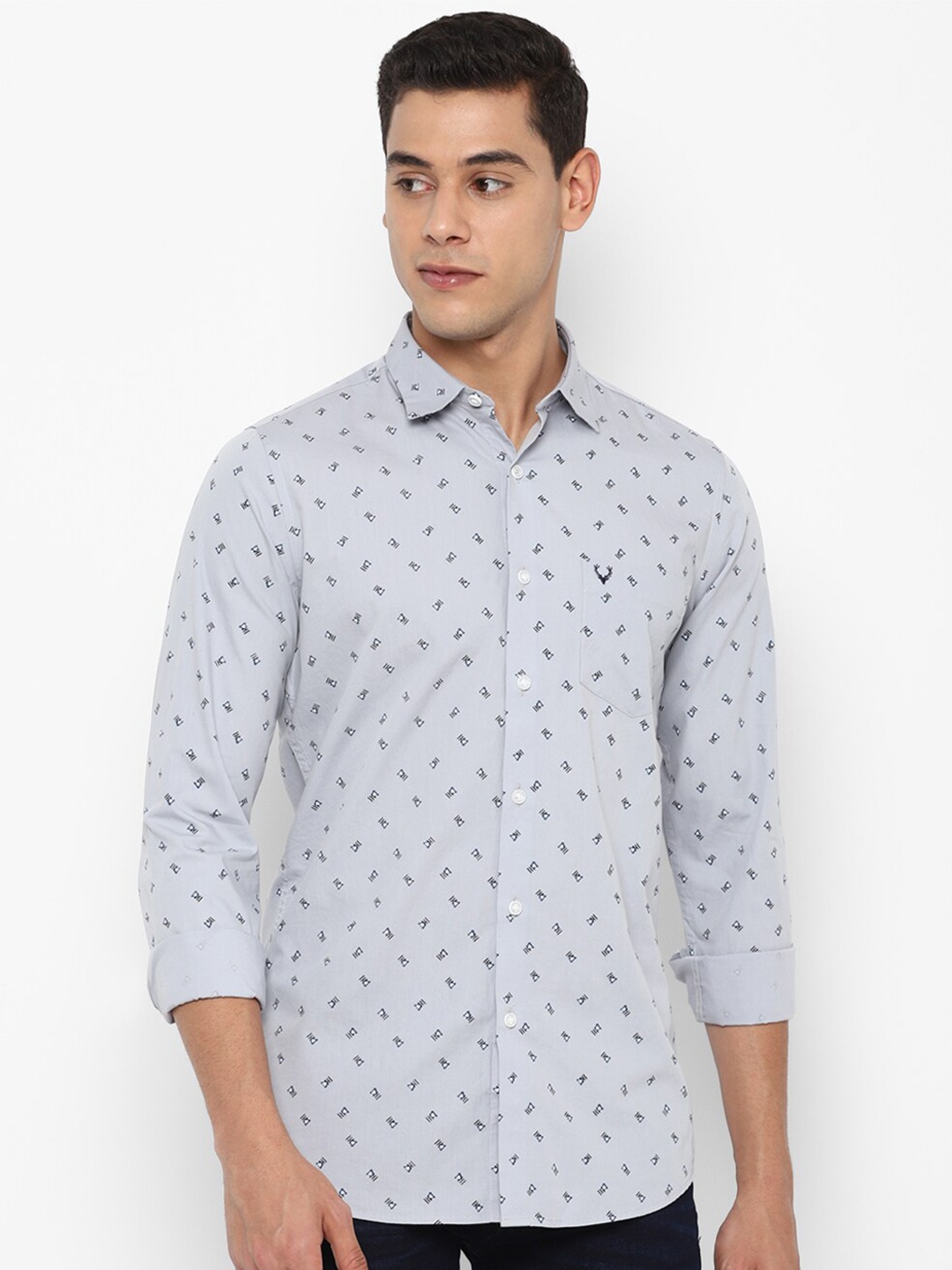 

Allen Solly Men Grey Slim Fit Printed Casual Shirt