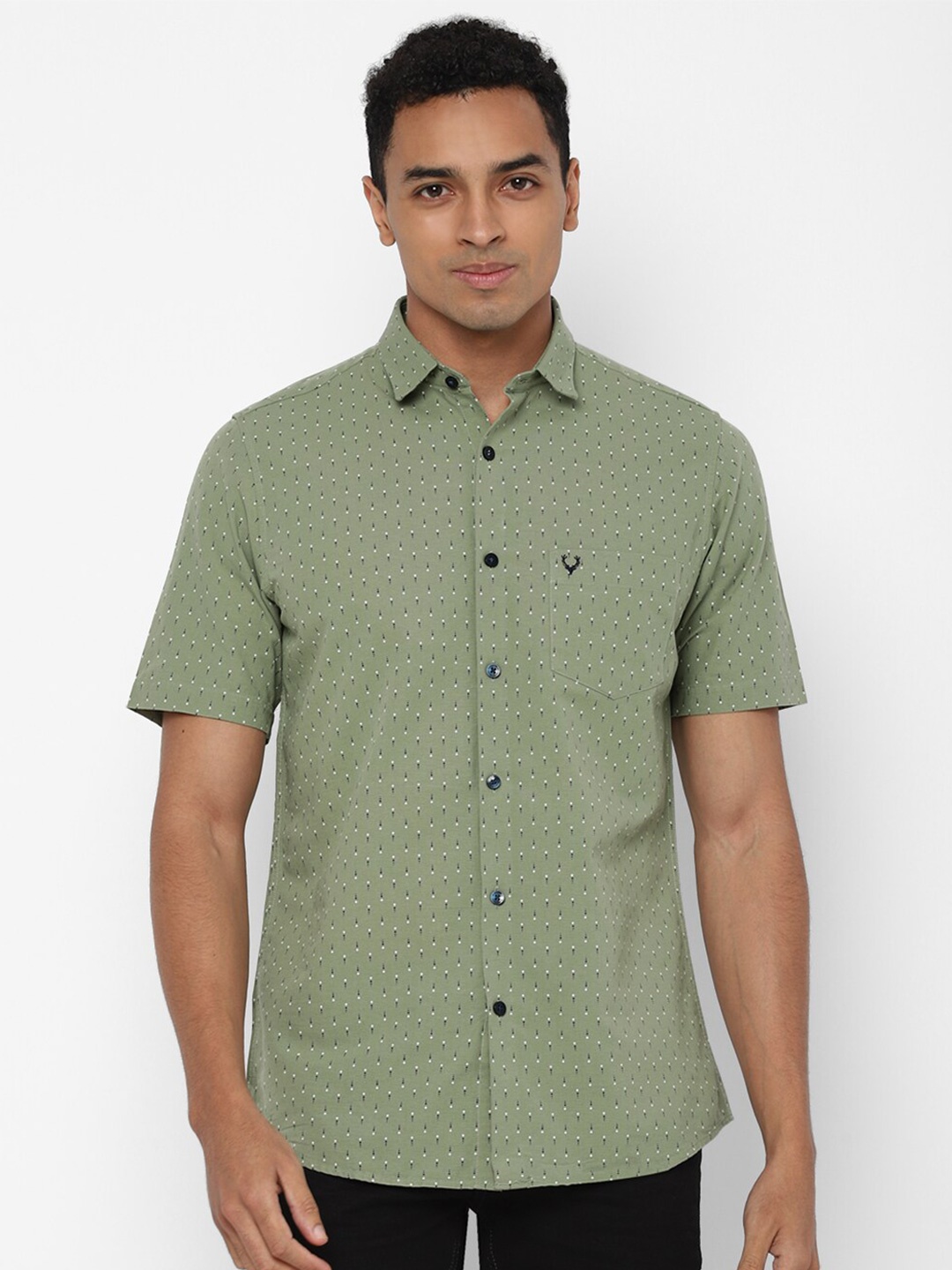 

Allen Solly Men Green Slim Fit Micro Printed Casual Shirt