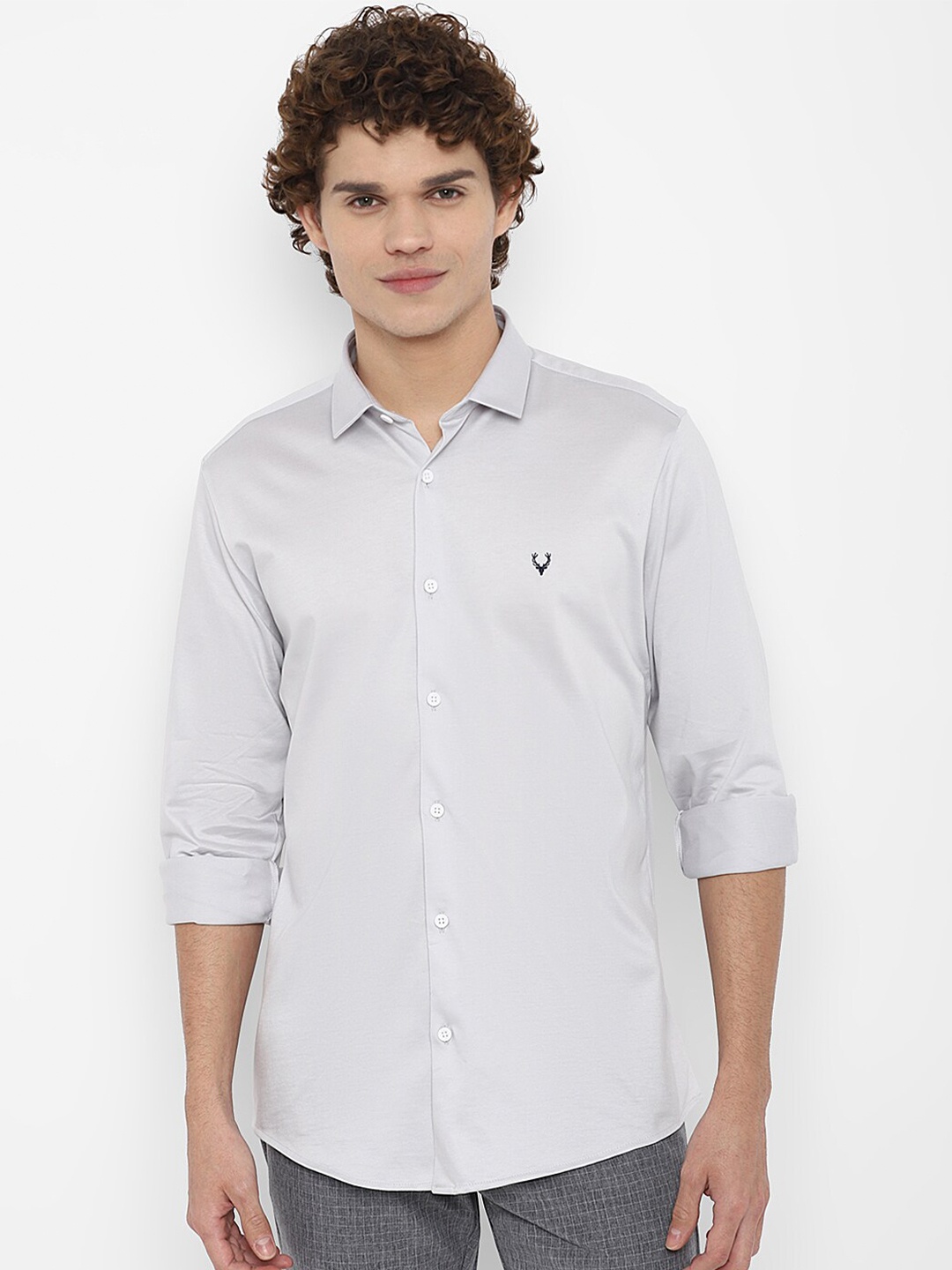 

Allen Solly Men Grey Slim Fit Casual Shirt