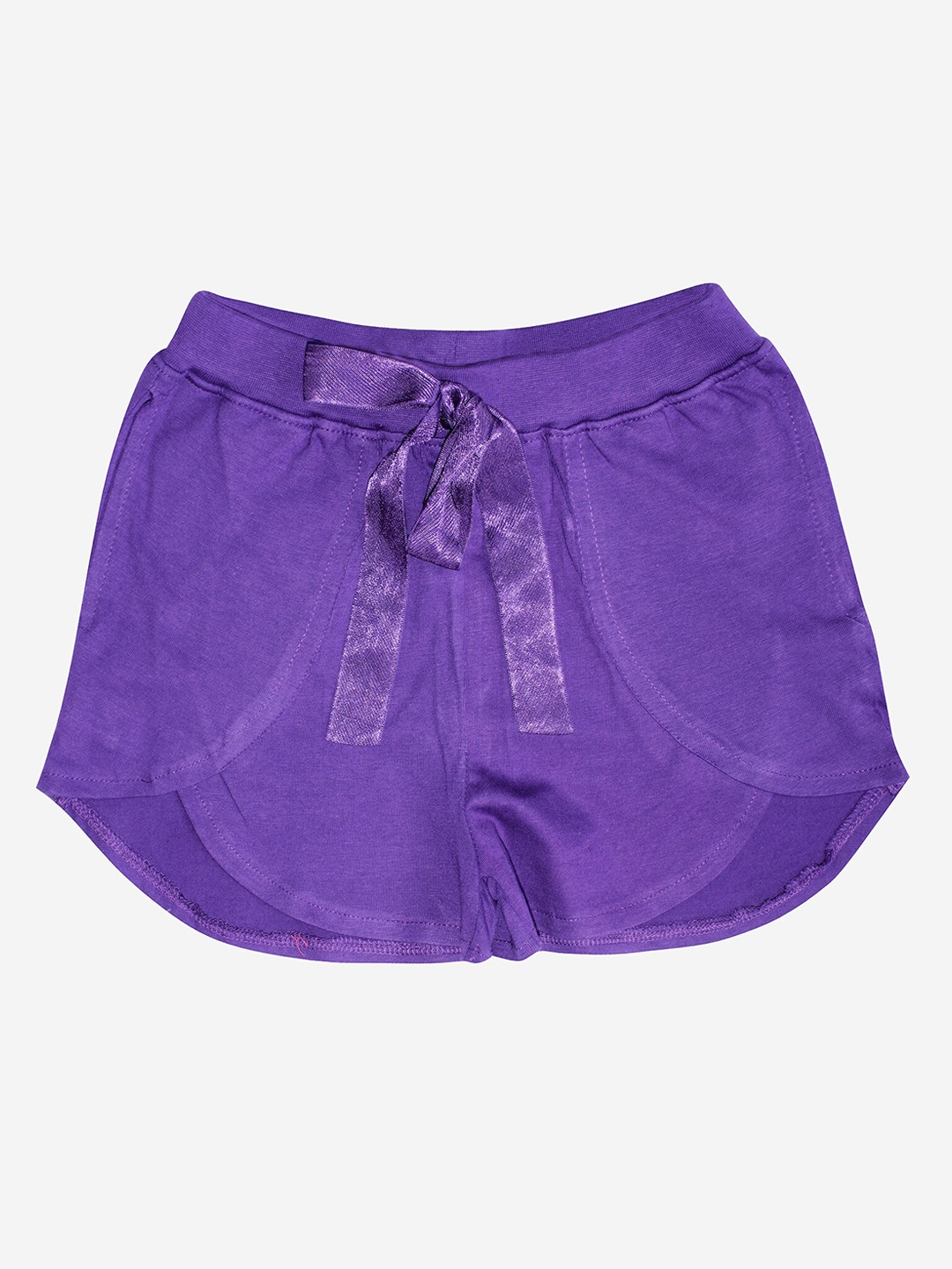 

KiddoPanti Girls Violet Solid Pure Cotton Shorts