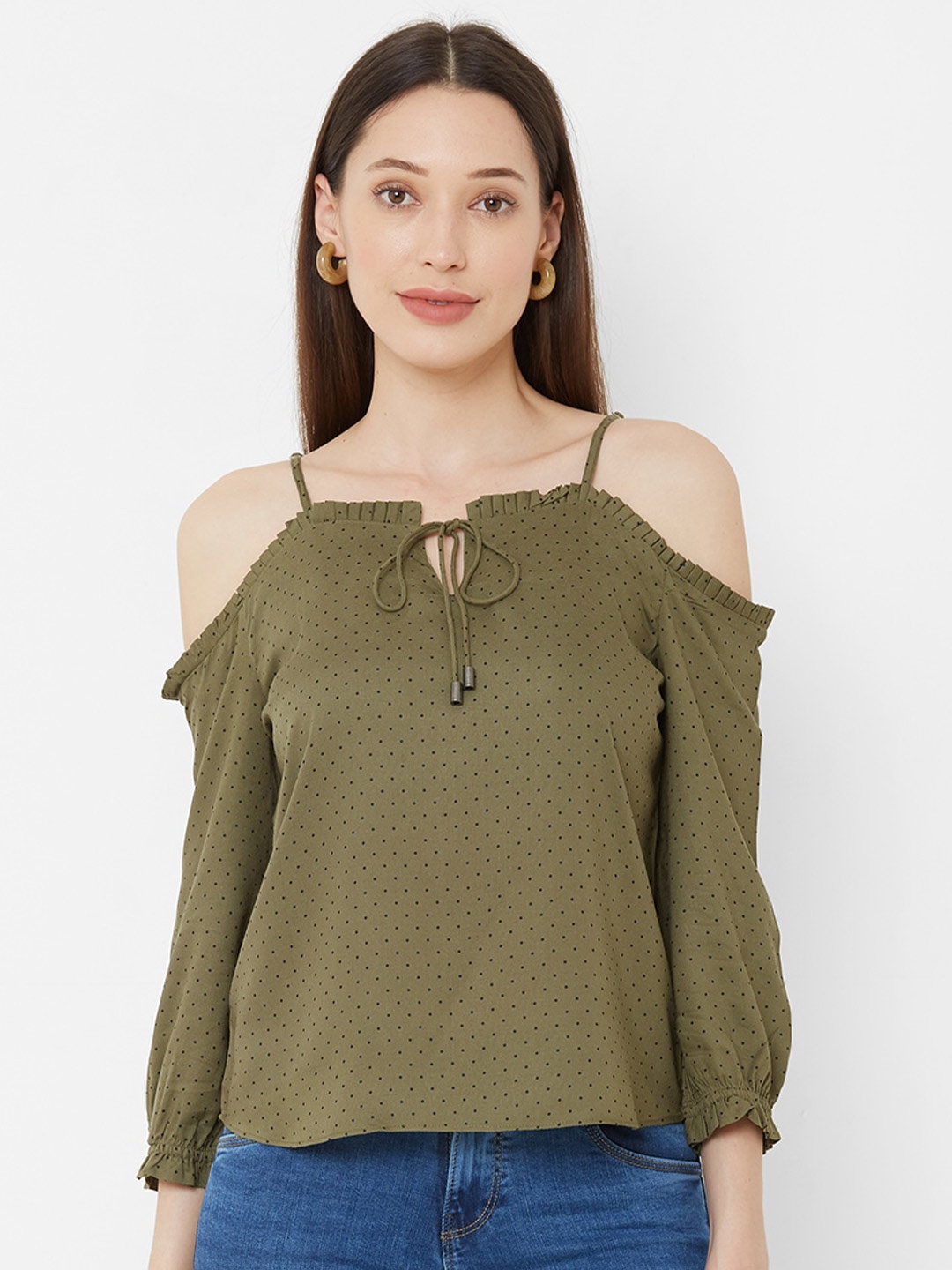 

Kraus Jeans Olive Green Solid Top