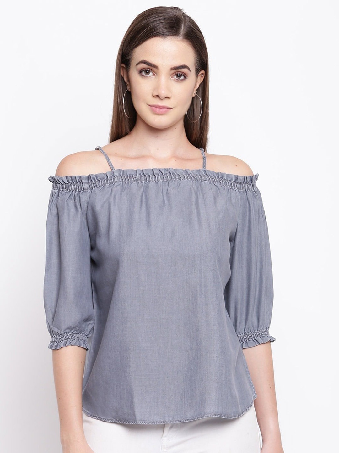 

Kraus Jeans Grey Off-Shoulder Bardot Top