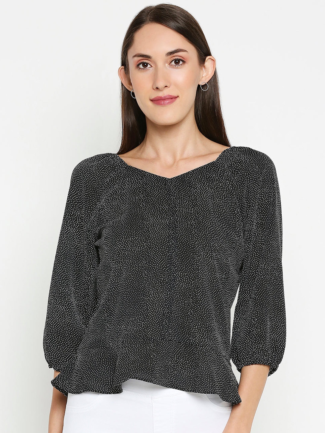 

Kraus Jeans Women Black & White Printed Top