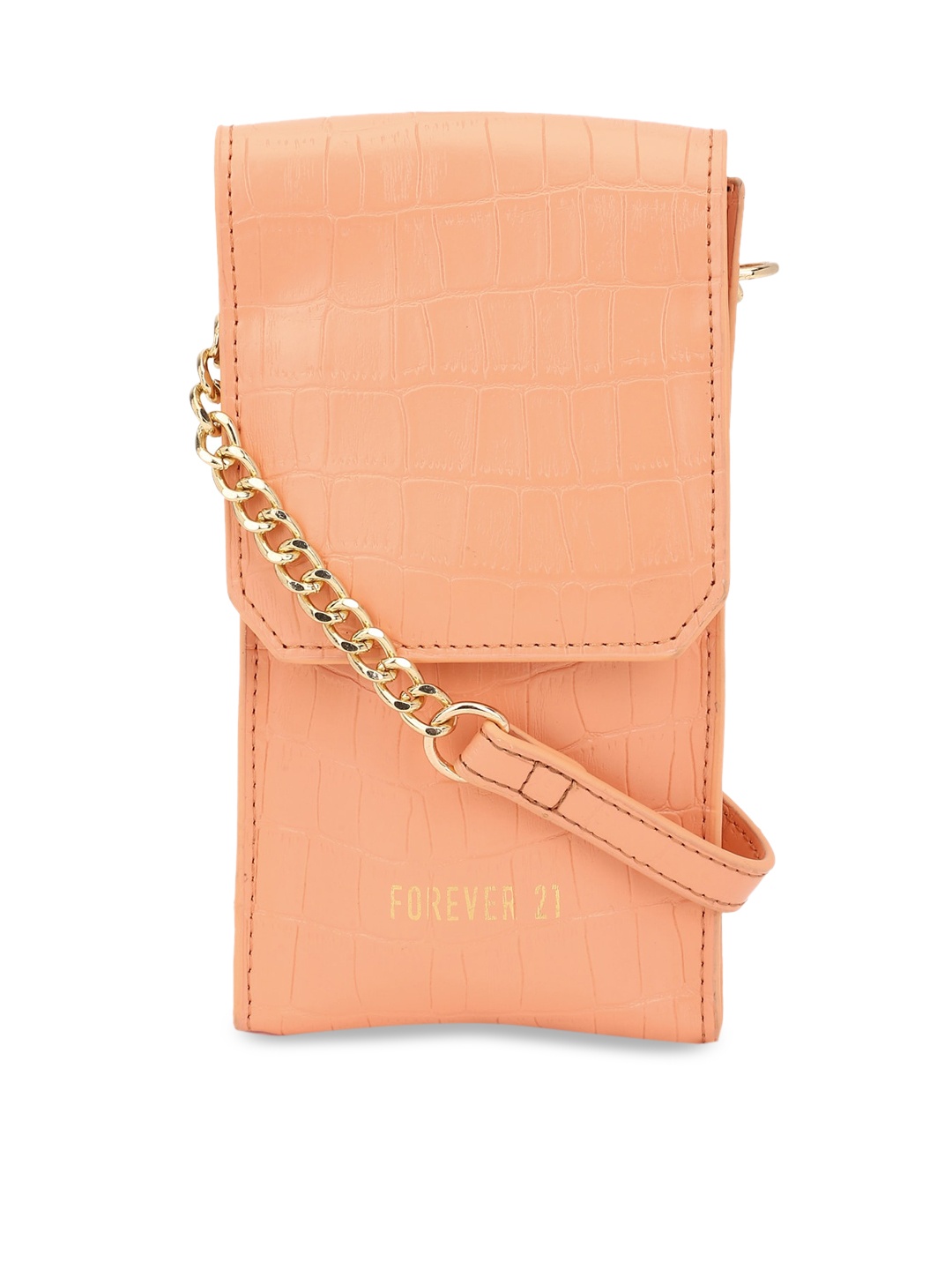 

FOREVER 21 Orange Textured PU Structured Sling Bag