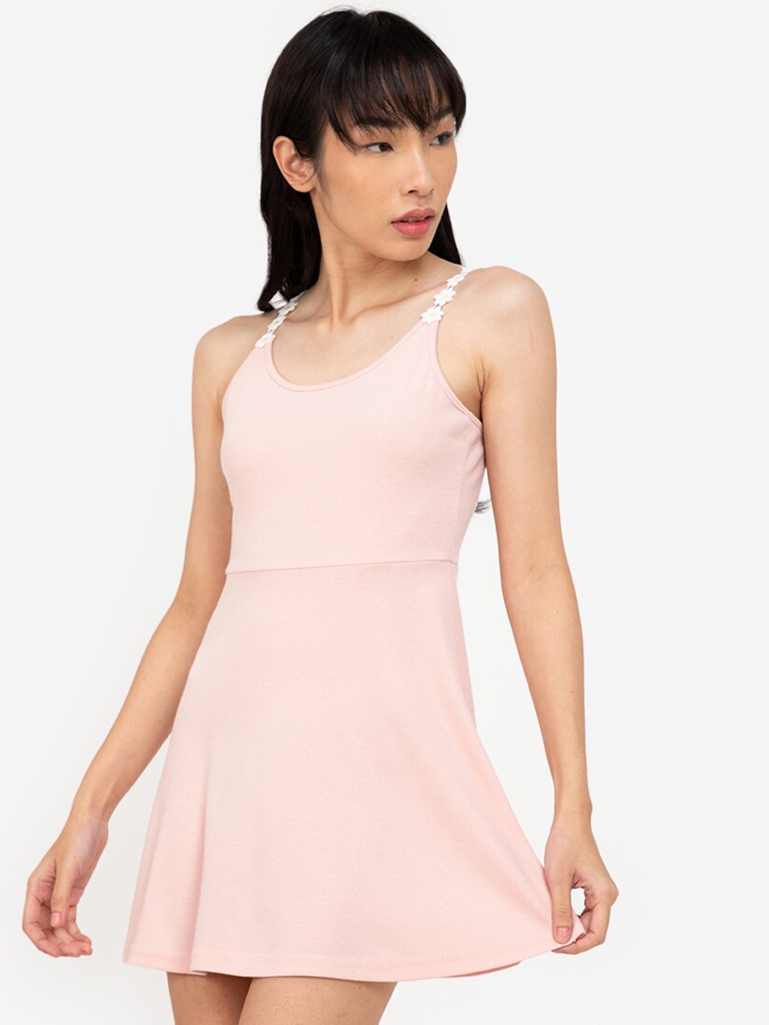 

ZALORA BASICS Women Pink Solid A-Line Mini Dress