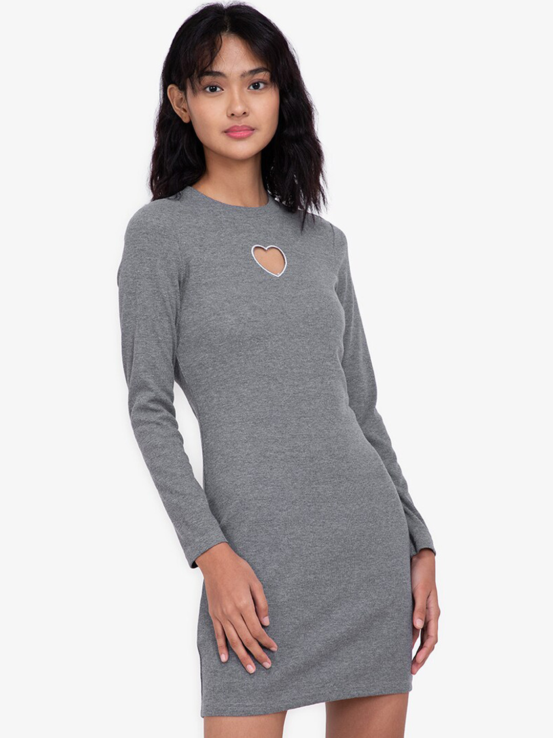 

ZALORA BASICS Grey Solid Bodycon Dress