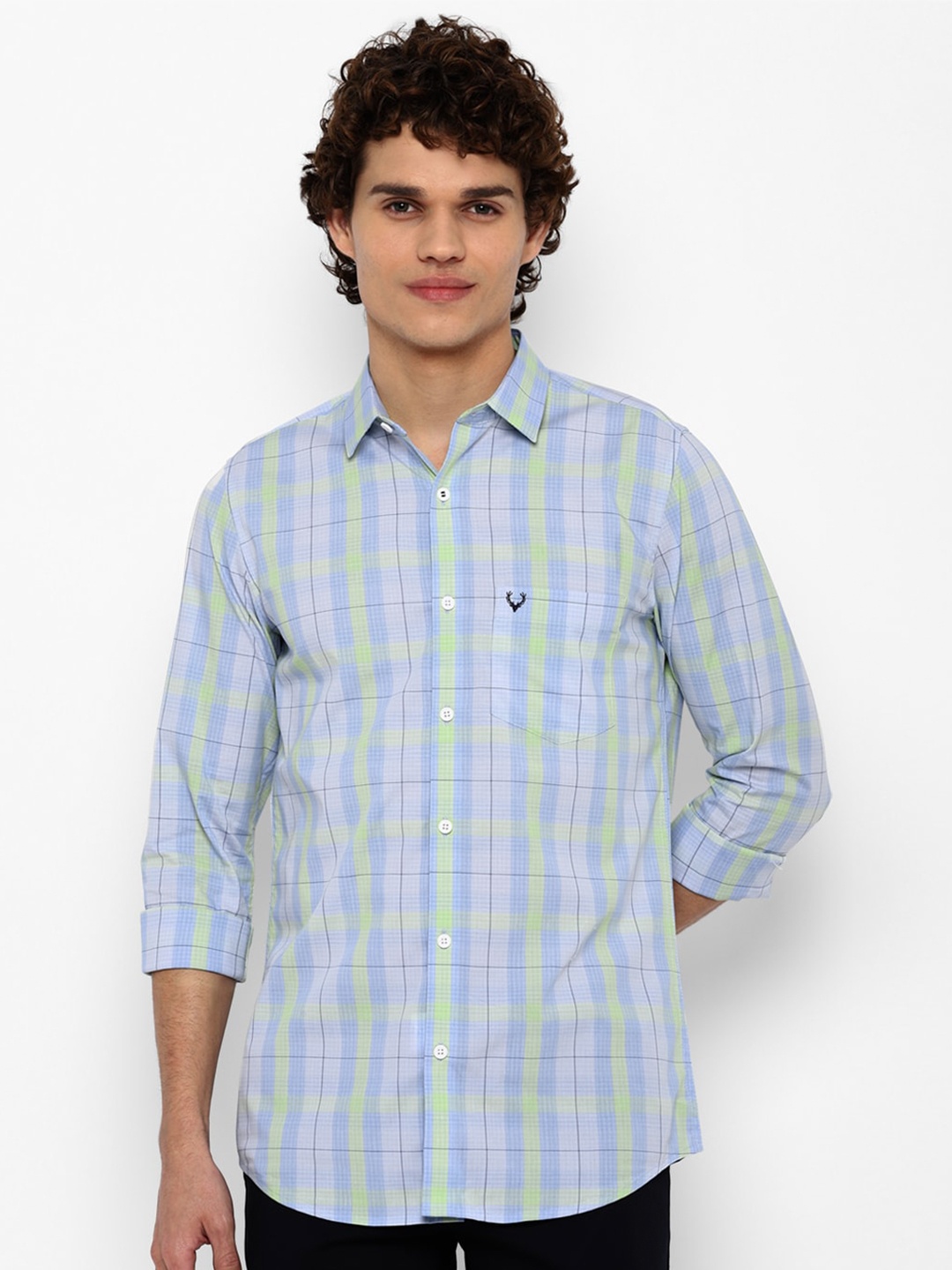 

Allen Solly Men Blue Slim Fit Checked Casual Shirt