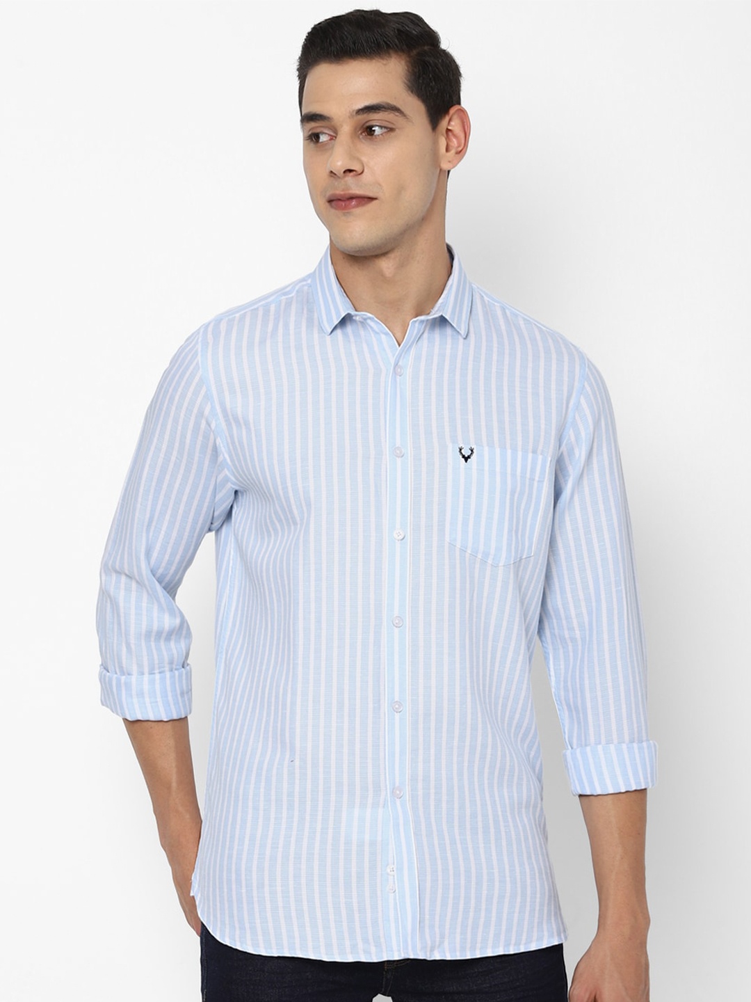 

Allen Solly Men Blue Slim Fit Striped Casual Shirt