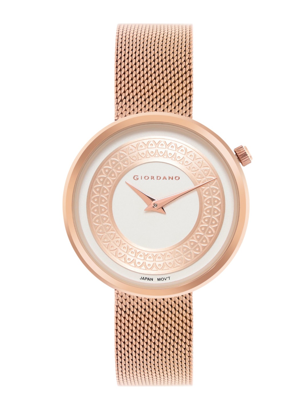 

GIORDANO Women White Embellished Dial & Rose Gold Toned Bracelet Style Straps Analogue Watch GD-60008-22