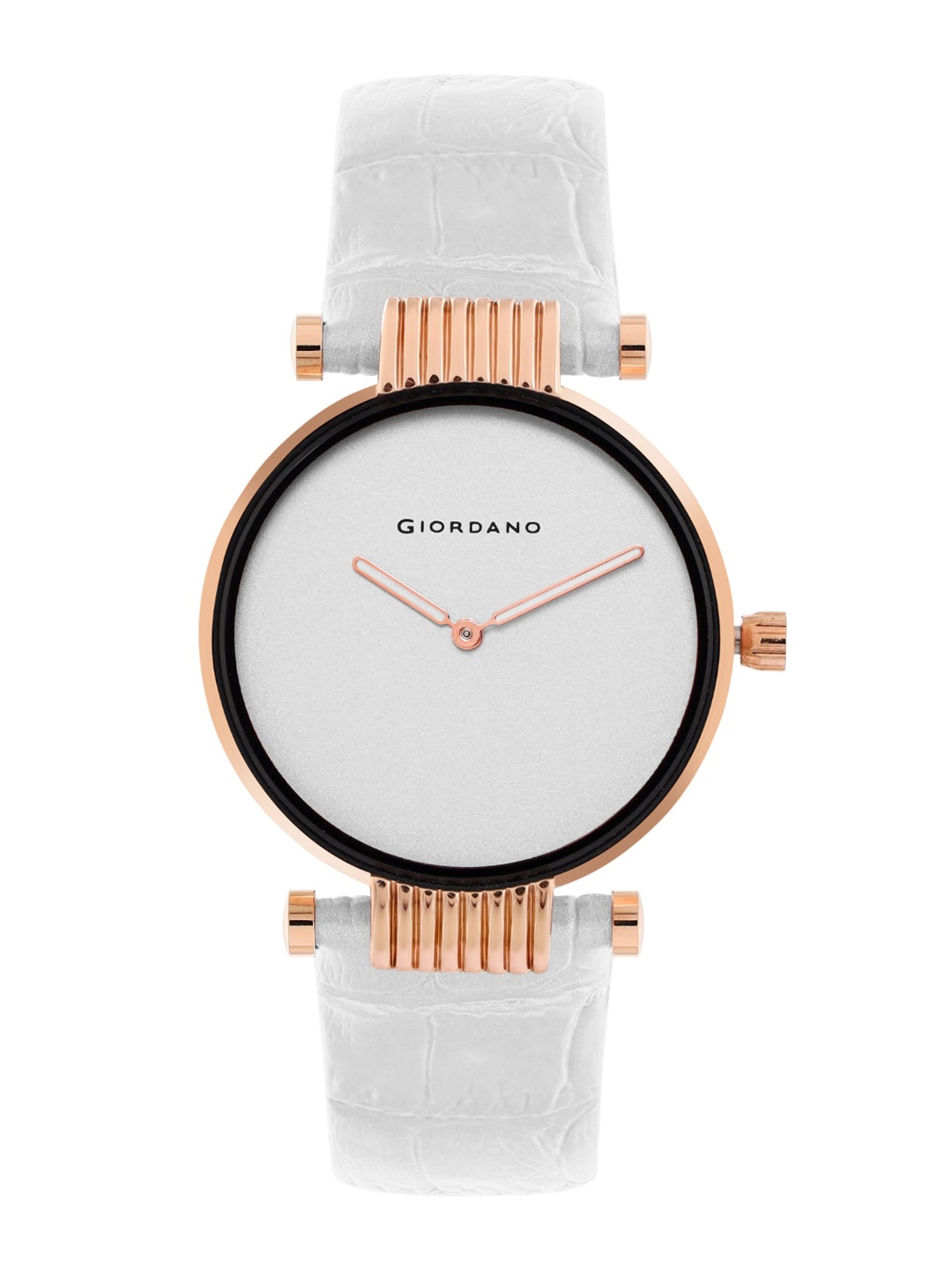 

GIORDANO Women Silver-Toned Embellished Dial & White Leather Textured Straps Analogue Watch GZ-60023-03