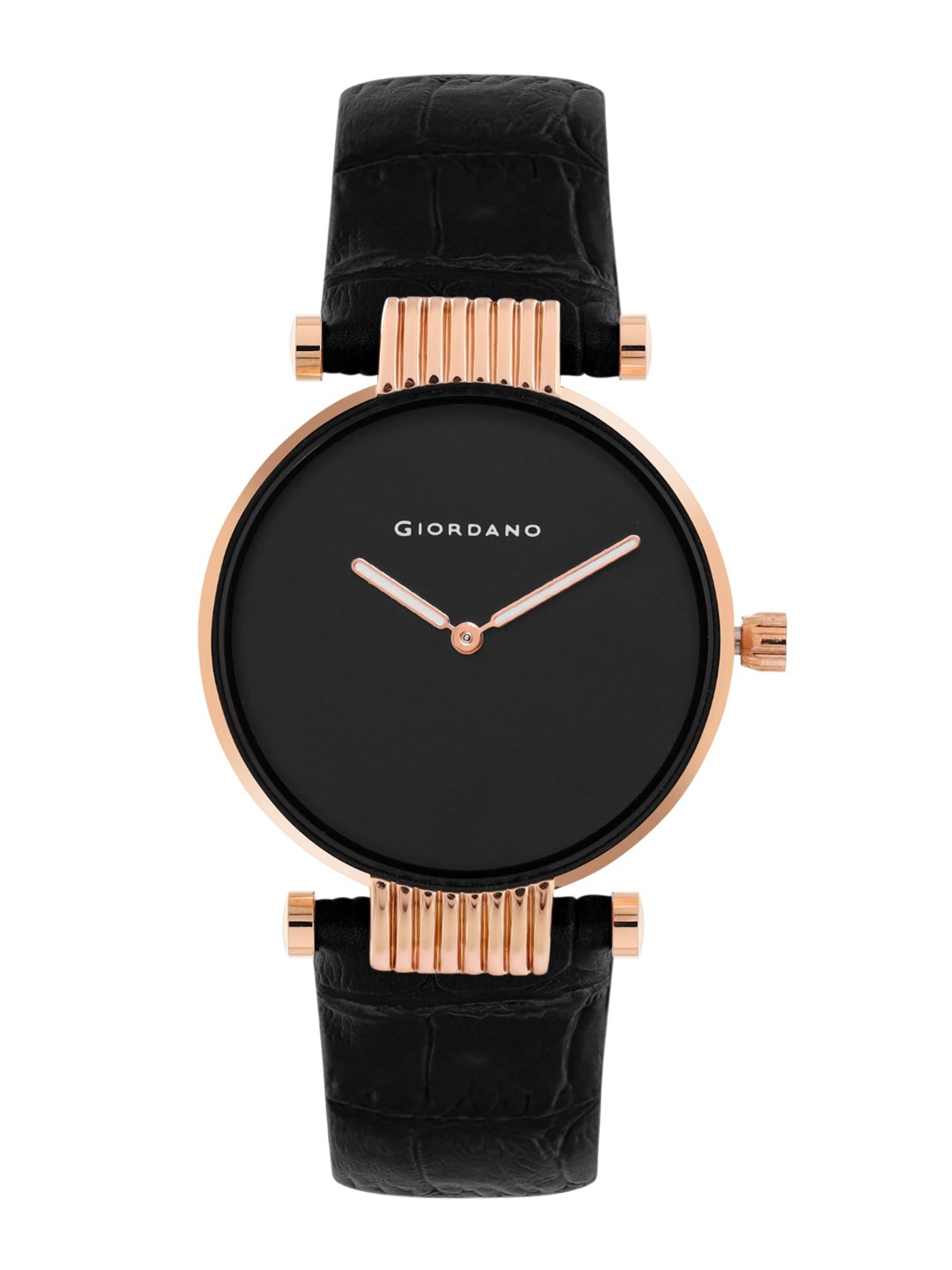 

GIORDANO Women Black Dial & Black Leather Textured Straps Analogue Watch