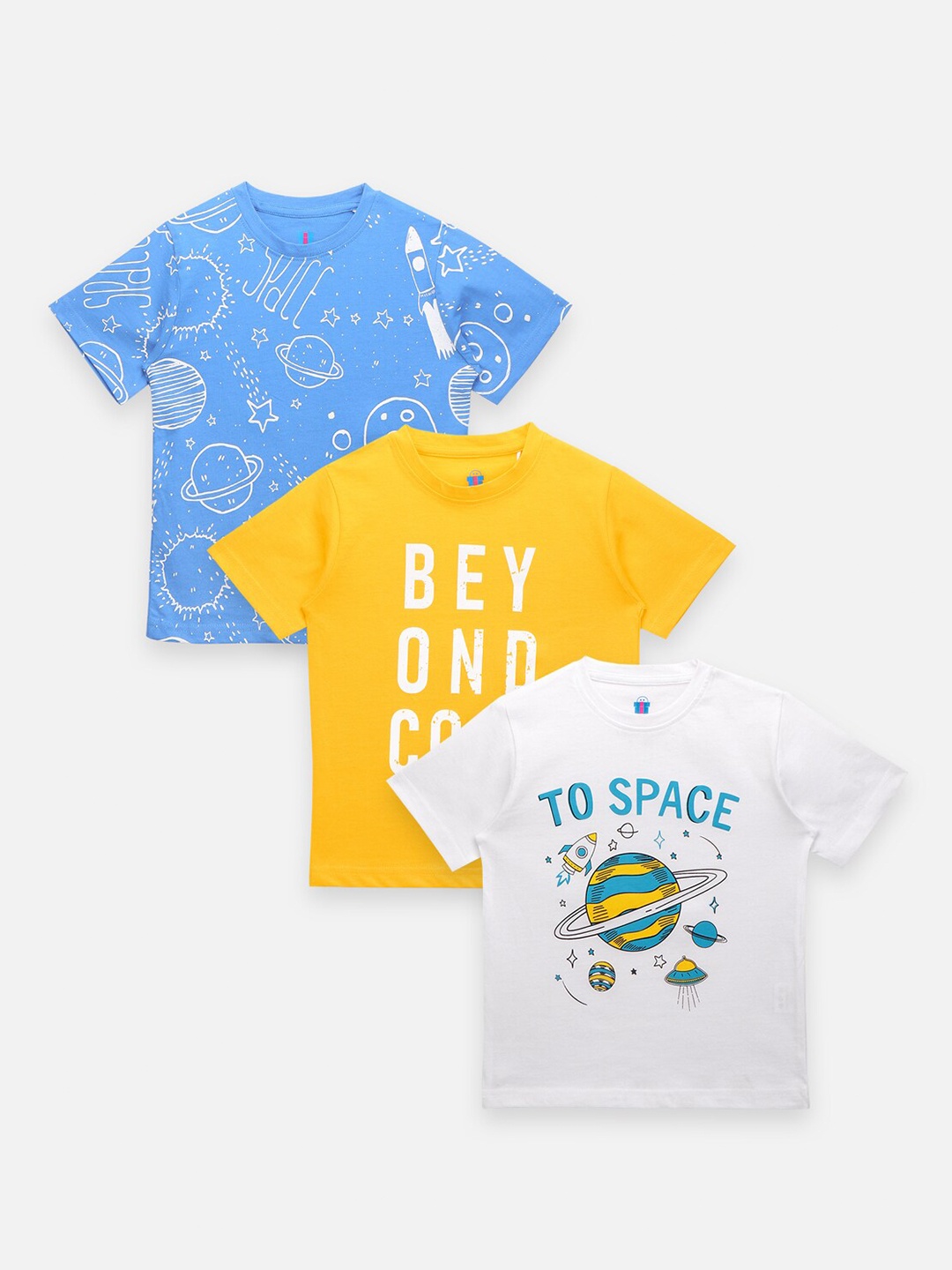 

LilPicks Boys Pack of 3 Printed T-shirt, Blue