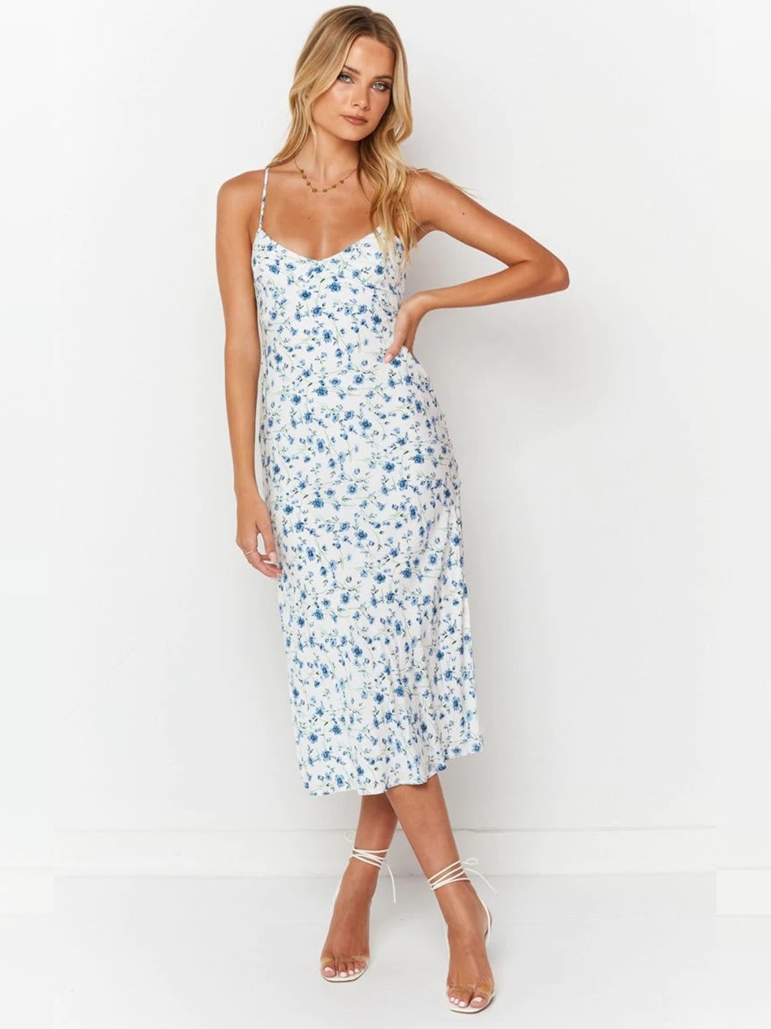 

La Aimee White Floral Printed Dress