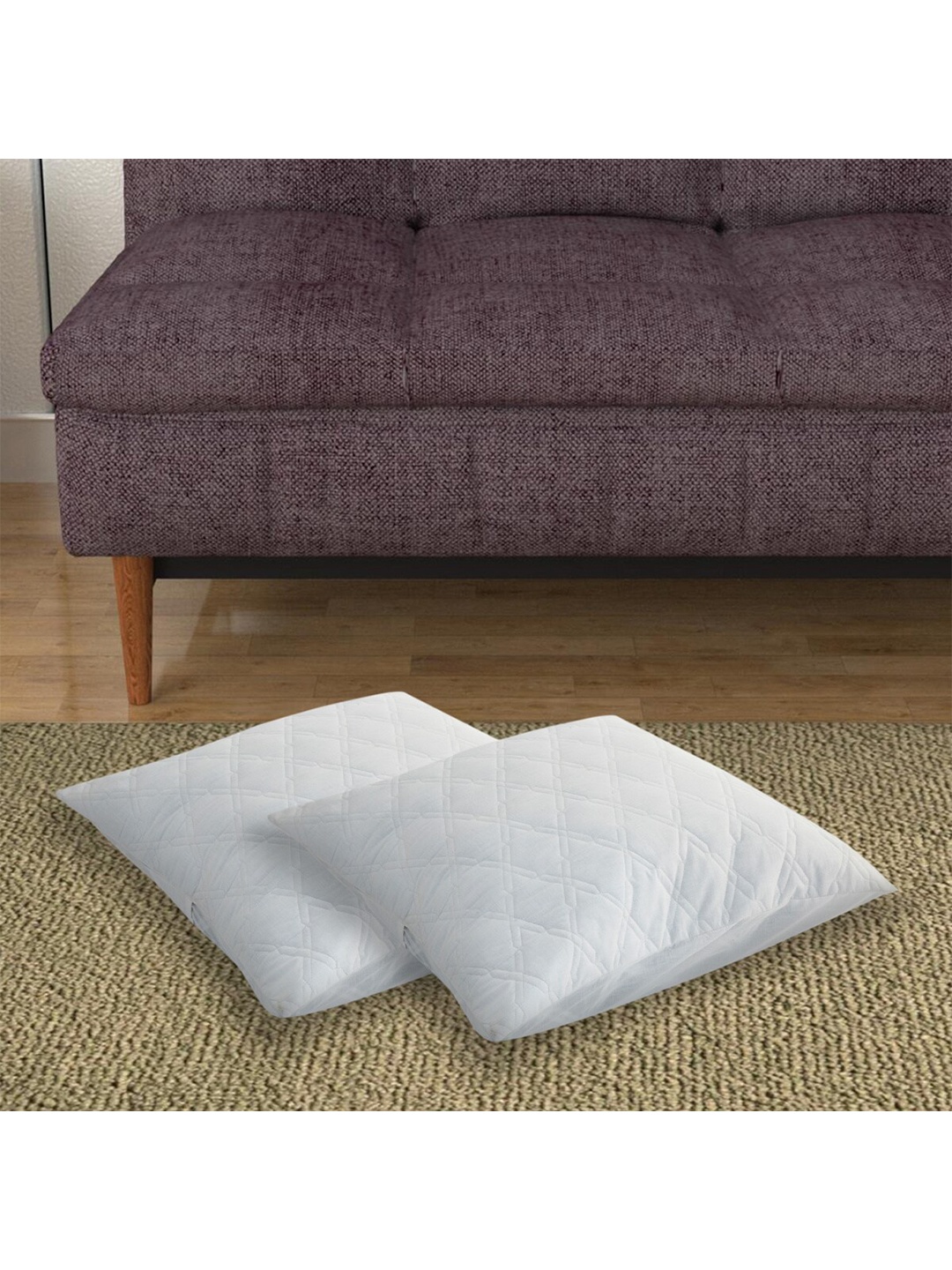 

Home Centre Set of 2 White Checked Square Cushion Covers