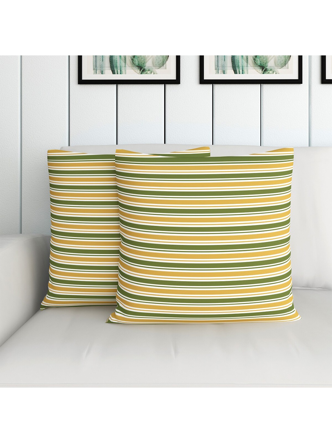 

Home Centre Yellow & Green Set of 2 Striped Square Cushion Covers