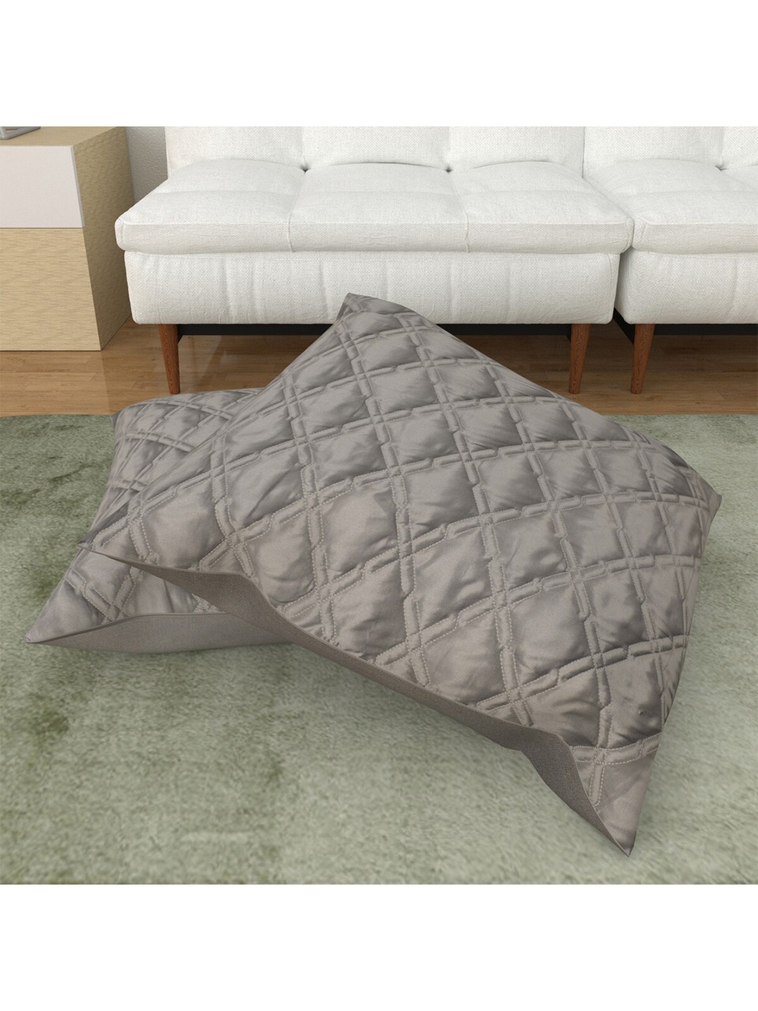 

Home Centre Set of 2 Grey Geometric Square Cushion Covers