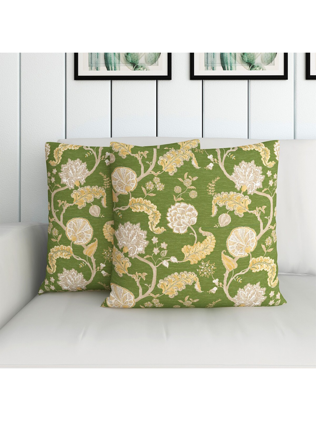 

Home Centre Green & Yellow Set of 2 Ethnic Motifs Square Cushion Covers