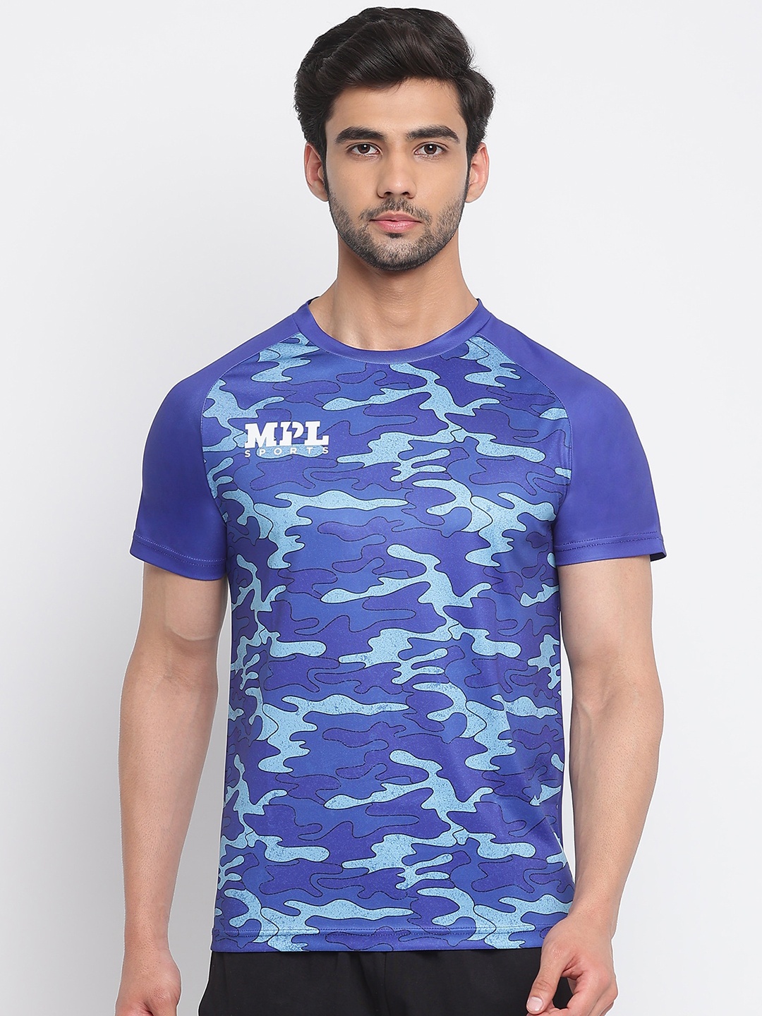 

MPL SPORTS Men Blue & Turquoise Blue Camouflage Printed T-shirt