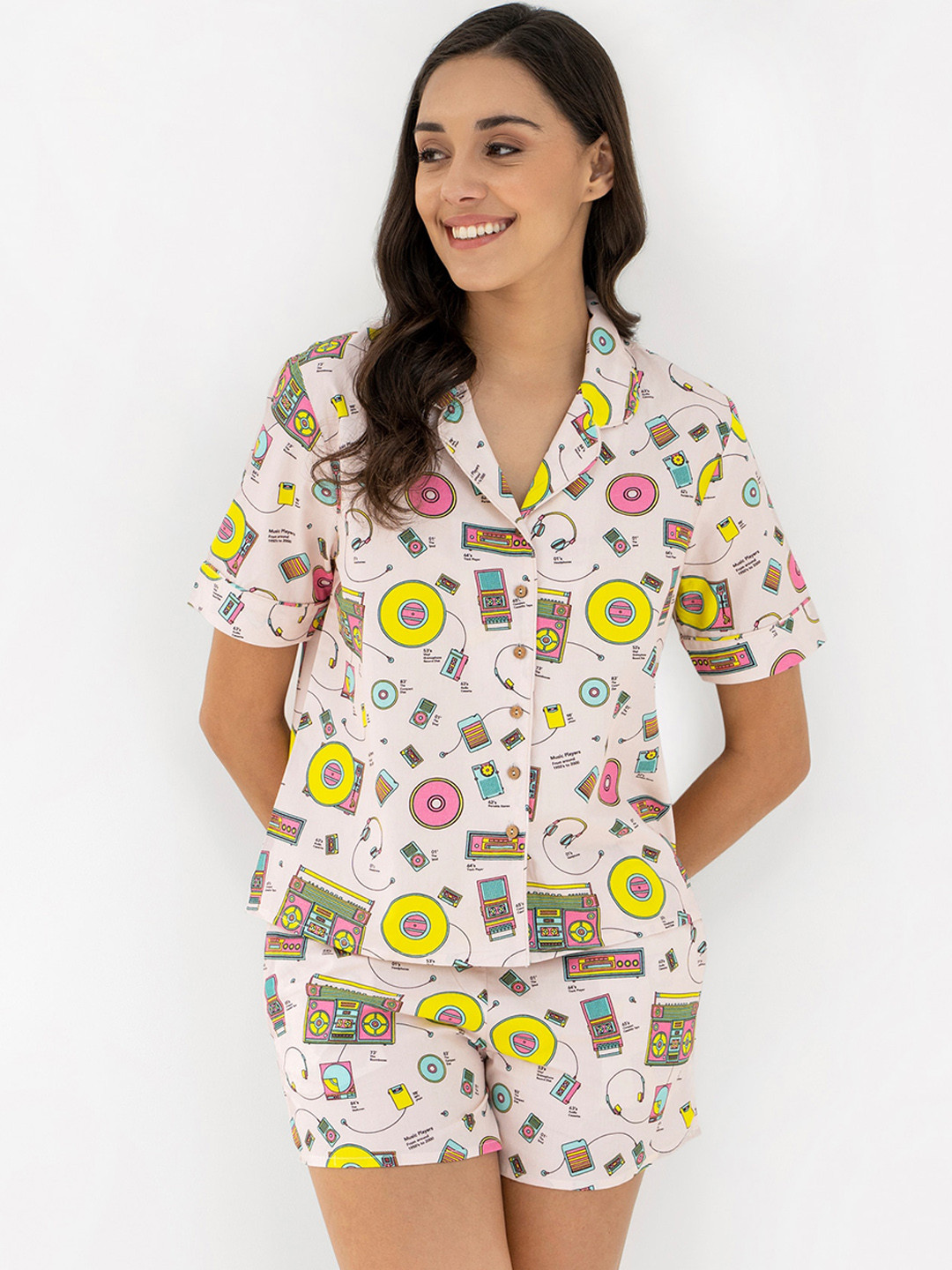 

CLOSETHOOK Women Pink & Green Printed Night suit