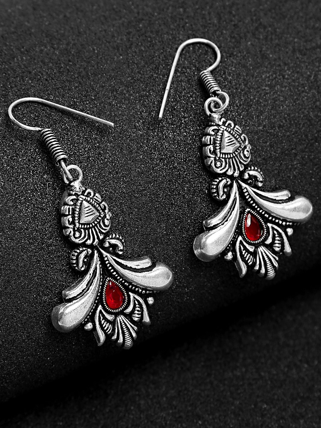 

Yellow Chimes Silver-Toned Contemporary Drop Earrings