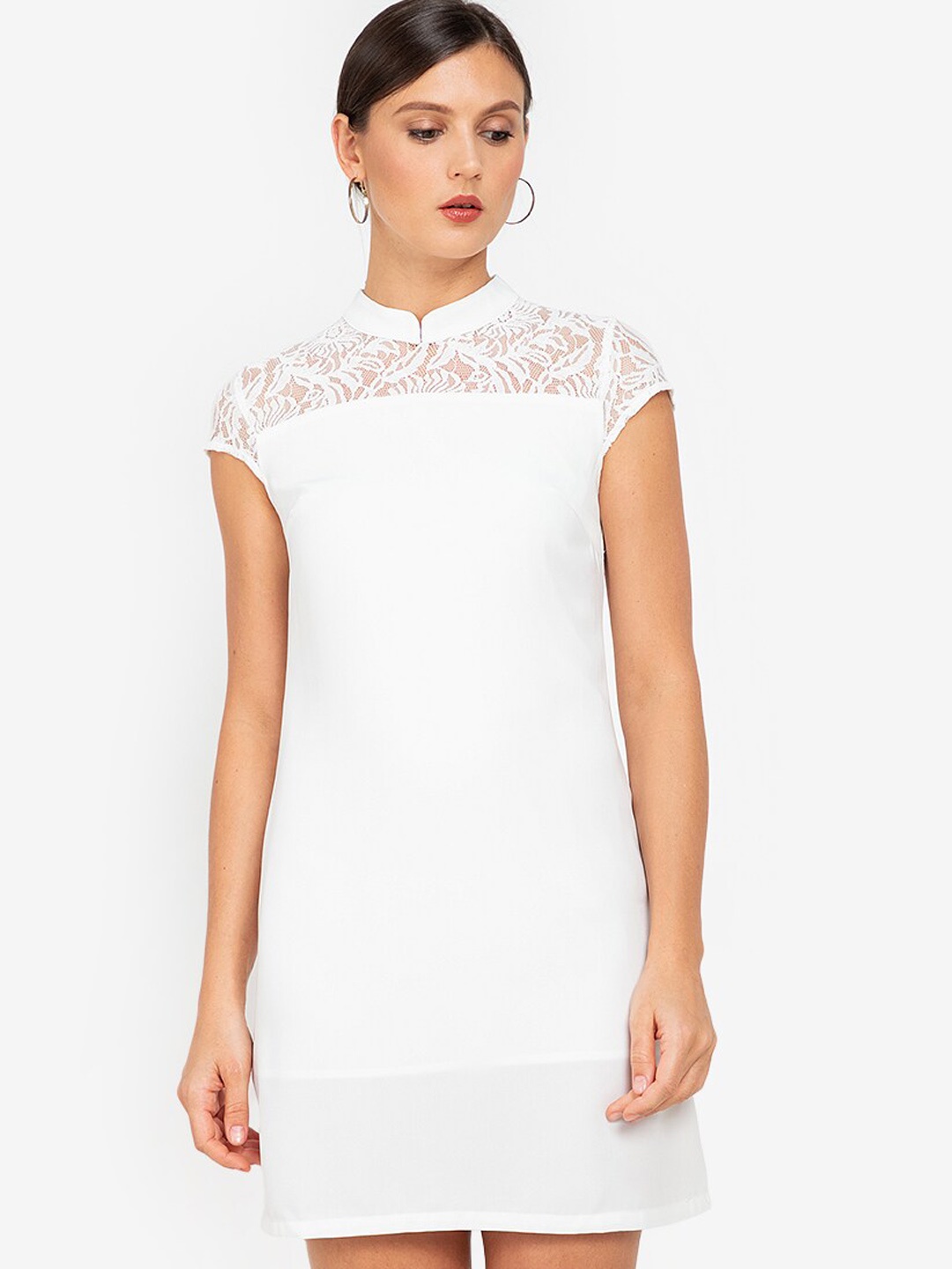 

ZALORA OCCASION White Mandarin Collar Sheath Dress