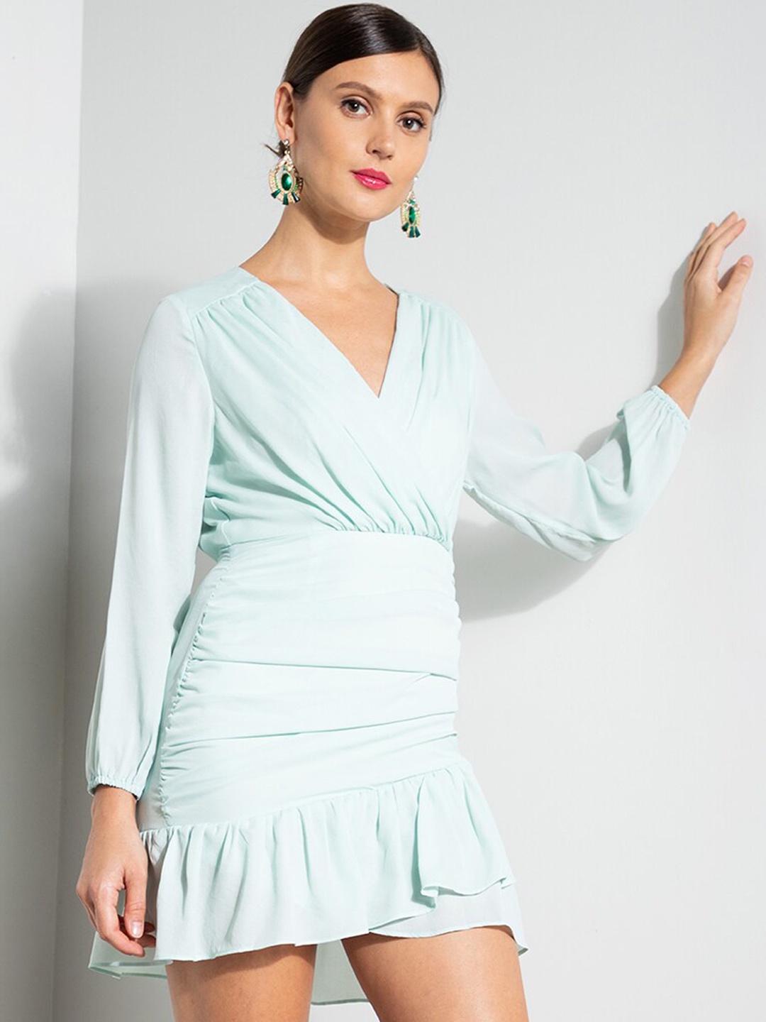 

ZALORA OCCASION Green Drop-Waist Mini Dress