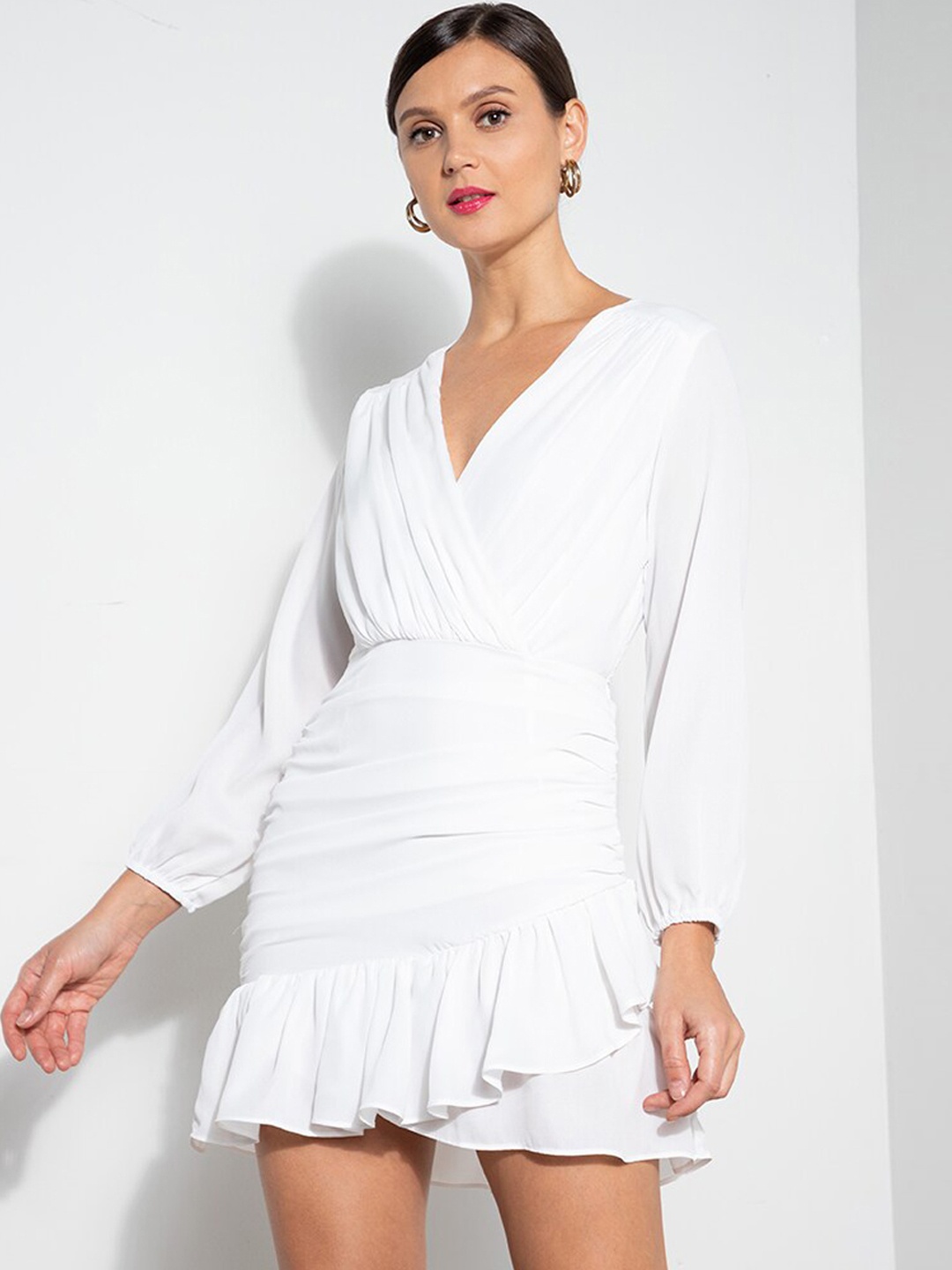 

ZALORA OCCASION Women White Solid V-neck Wrap Dress