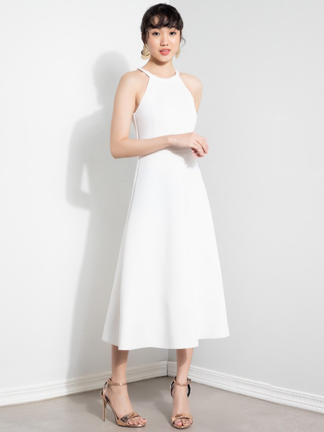 

ZALORA OCCASION White Halter Neck A-Line Dress