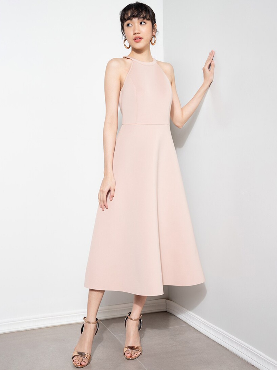 

ZALORA OCCASION Beige Halter Neck Dress