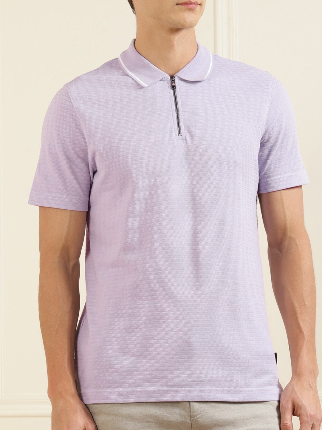 

Ted Baker Men Lavender Polo Collar T-shirt