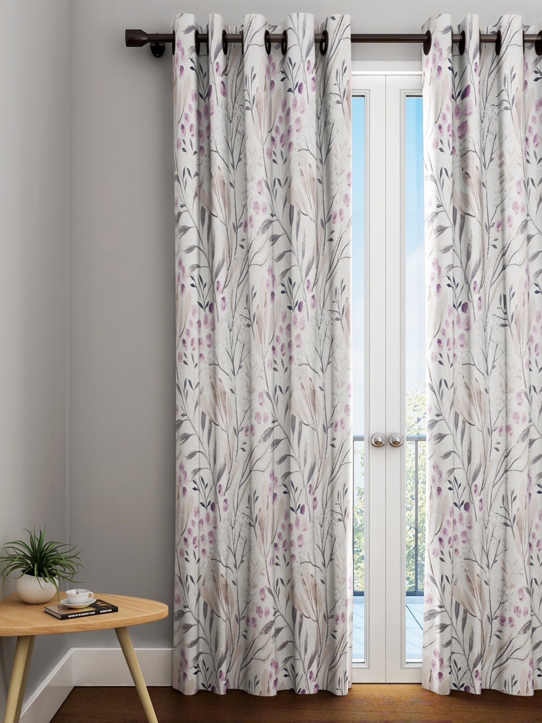 

URBAN DREAM Purple & Grey Floral Door Curtain