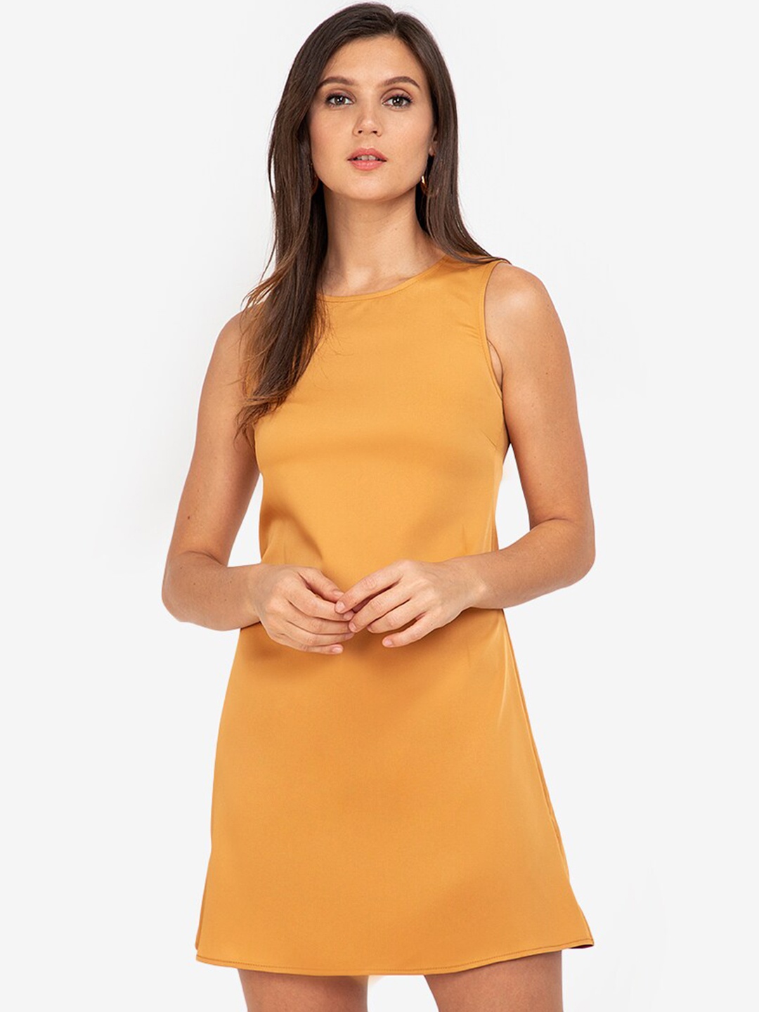 

ZALORA WORK Women Mustard Yellow Solid Sheath Mini Dress