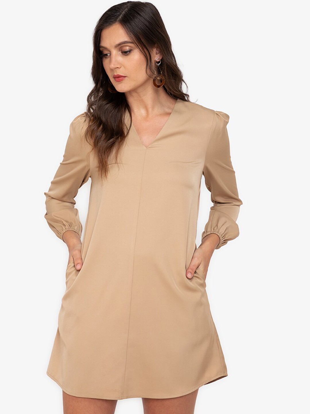 

ZALORA WORK Beige Sheath Mini Dress