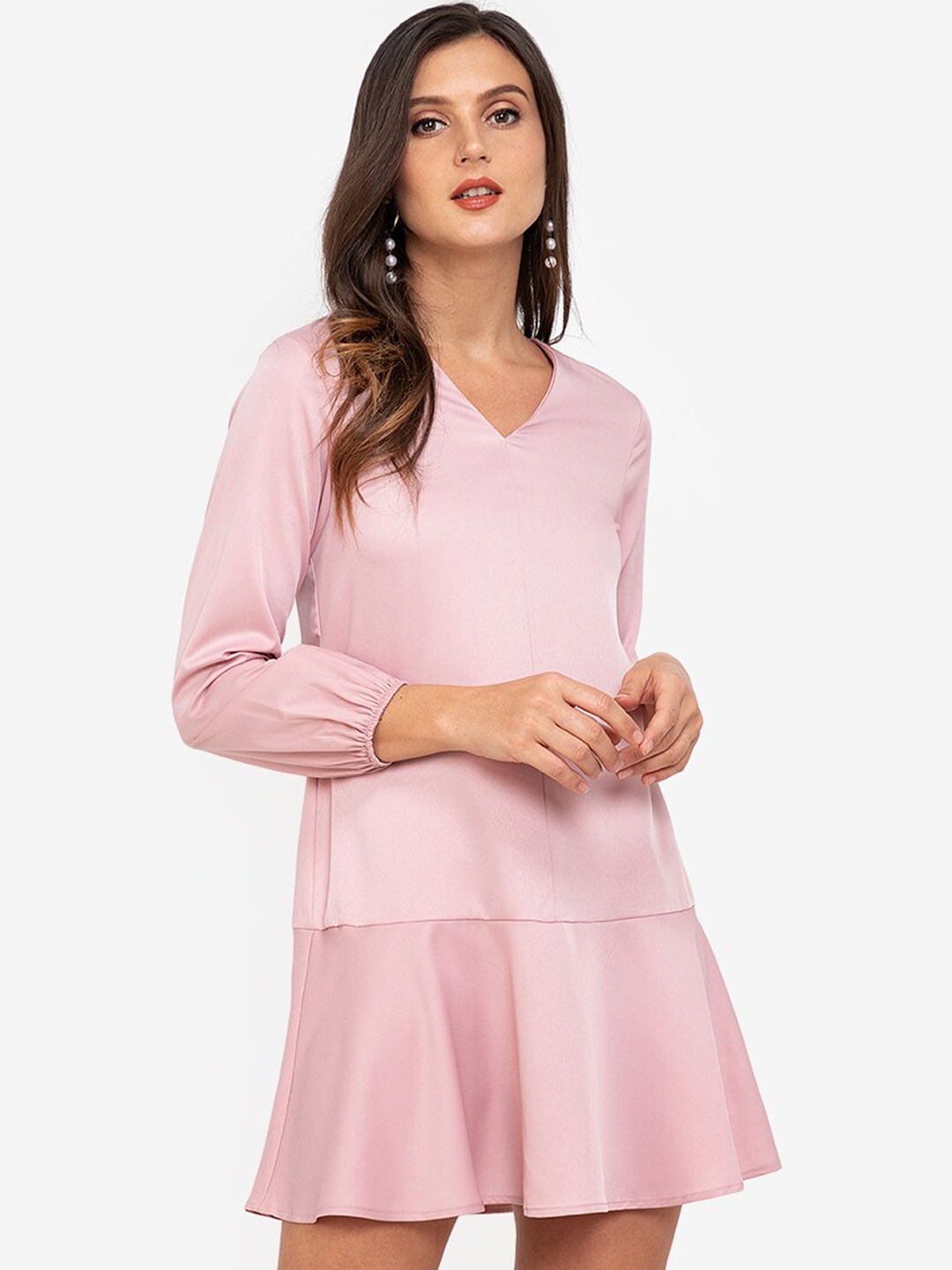 

ZALORA WORK Pink Drop-Waist Mini Dress