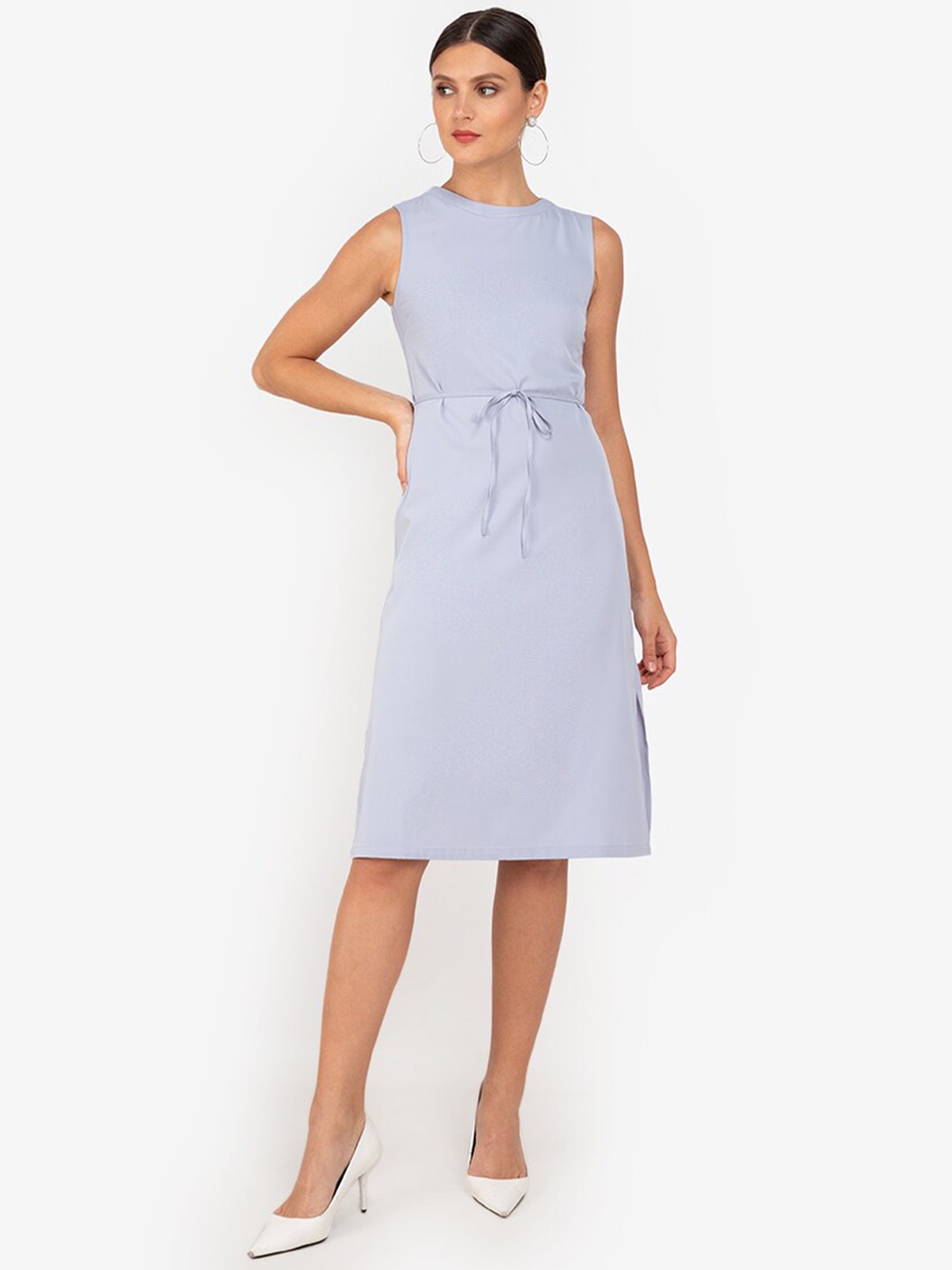 

ZALORA WORK Grey Solid Sheath Dress